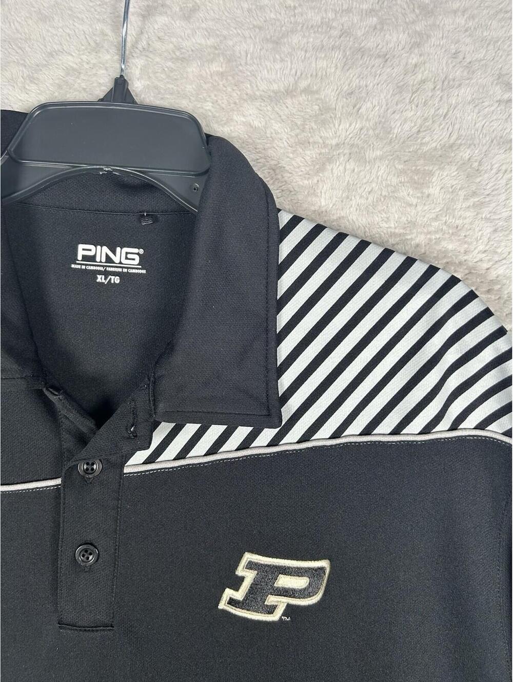 Purdue Boilermakers Ping Collection S/S Golf Polo Shirt Mens XL Black Stretch